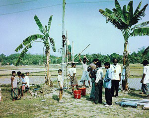 Traditional hand drilling for water