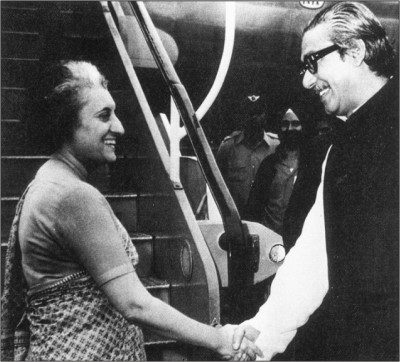 Bangabandhu bids farewell to Indira Gandhi at Tejgaon airport in March 1972.