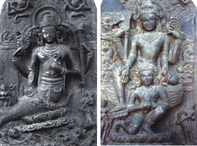 Visnu, the biggest stone sculpture of Bangladesh, (Black Stone) from the 11th century AD